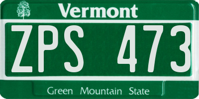 VT license plate ZPS473