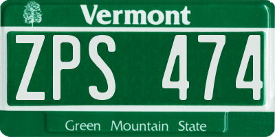 VT license plate ZPS474
