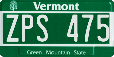 VT license plate ZPS475