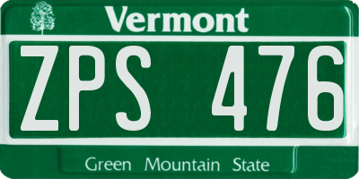 VT license plate ZPS476