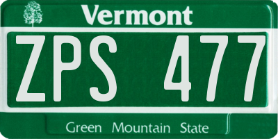 VT license plate ZPS477