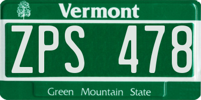 VT license plate ZPS478
