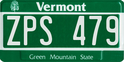 VT license plate ZPS479