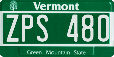 VT license plate ZPS480