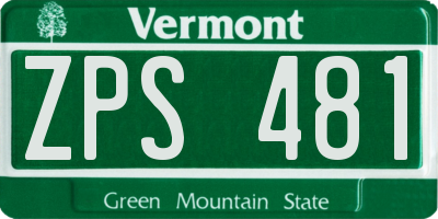 VT license plate ZPS481