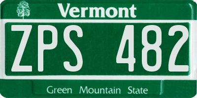 VT license plate ZPS482