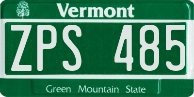 VT license plate ZPS485