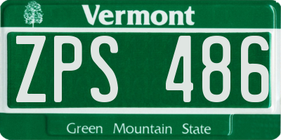 VT license plate ZPS486