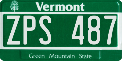 VT license plate ZPS487
