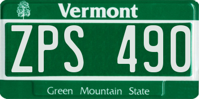 VT license plate ZPS490