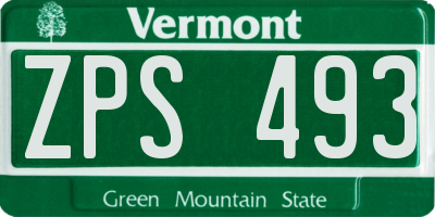 VT license plate ZPS493