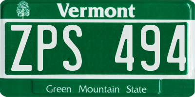 VT license plate ZPS494