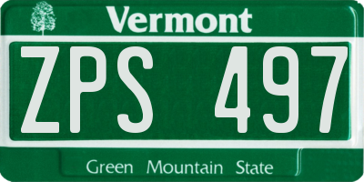 VT license plate ZPS497