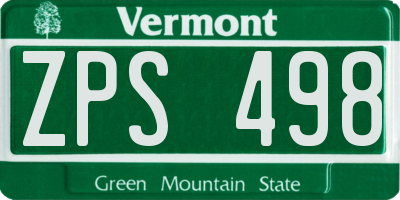 VT license plate ZPS498