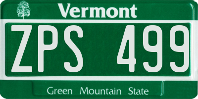 VT license plate ZPS499