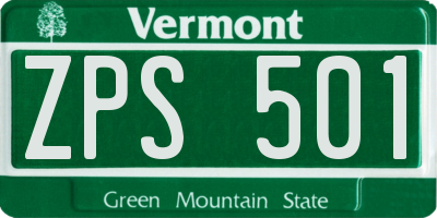 VT license plate ZPS501