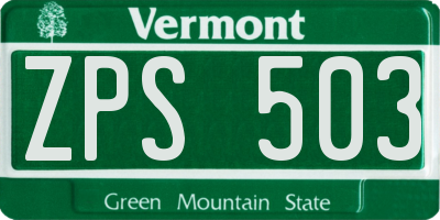 VT license plate ZPS503