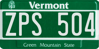 VT license plate ZPS504
