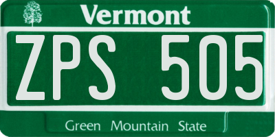 VT license plate ZPS505