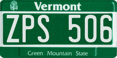 VT license plate ZPS506