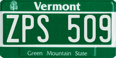 VT license plate ZPS509