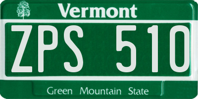 VT license plate ZPS510