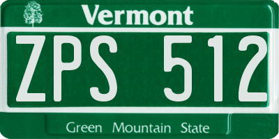 VT license plate ZPS512