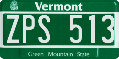 VT license plate ZPS513