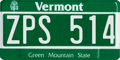 VT license plate ZPS514