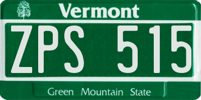VT license plate ZPS515
