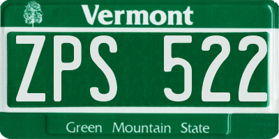 VT license plate ZPS522