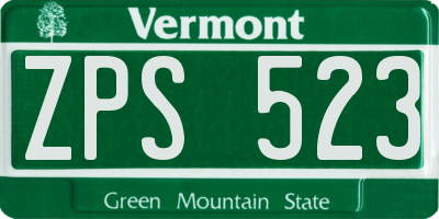 VT license plate ZPS523