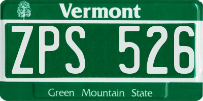 VT license plate ZPS526