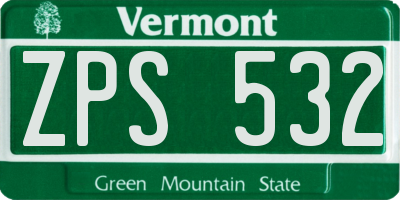 VT license plate ZPS532
