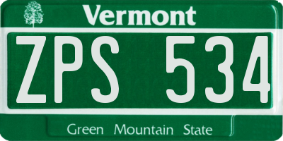 VT license plate ZPS534