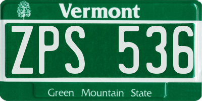 VT license plate ZPS536