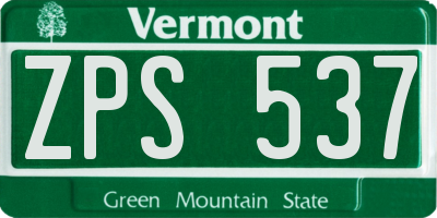 VT license plate ZPS537