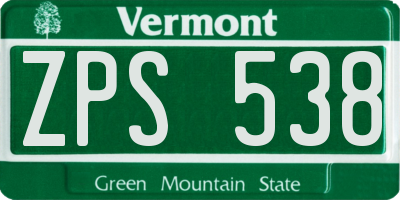 VT license plate ZPS538