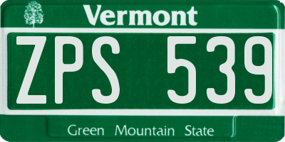 VT license plate ZPS539