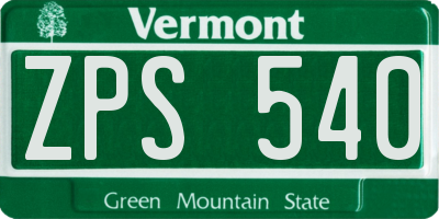 VT license plate ZPS540