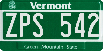 VT license plate ZPS542