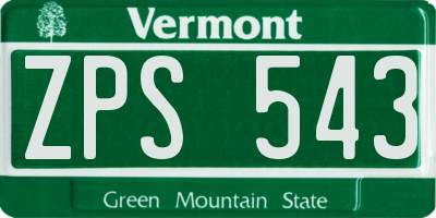 VT license plate ZPS543