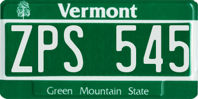 VT license plate ZPS545