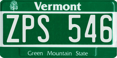 VT license plate ZPS546