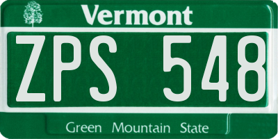VT license plate ZPS548