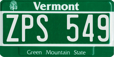 VT license plate ZPS549