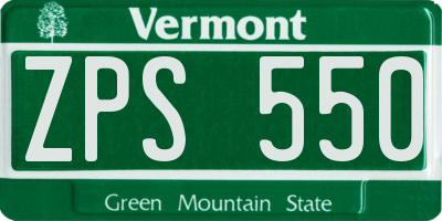 VT license plate ZPS550