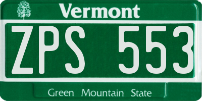 VT license plate ZPS553