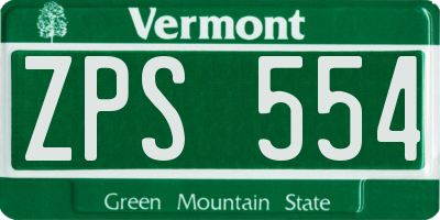 VT license plate ZPS554