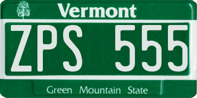 VT license plate ZPS555
